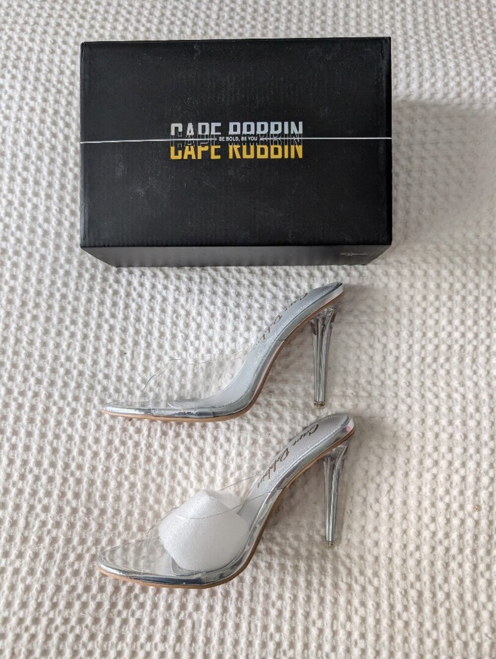 Cape Robbin Silver Clear Strap Stiletto Heels